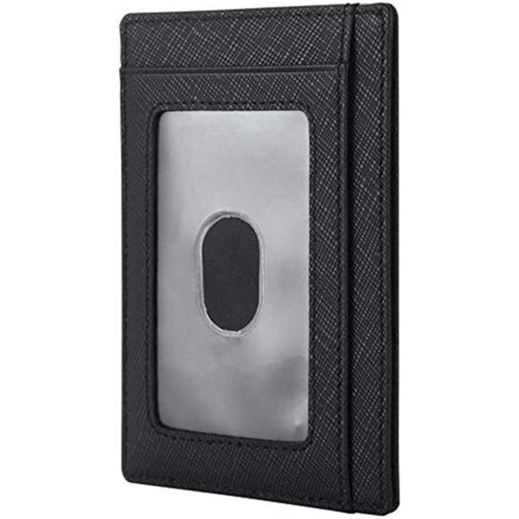 Mens Front Pocket Minimalist Leather Slim Wallet RFID Blocking Medium Size - Picture 2 of 4